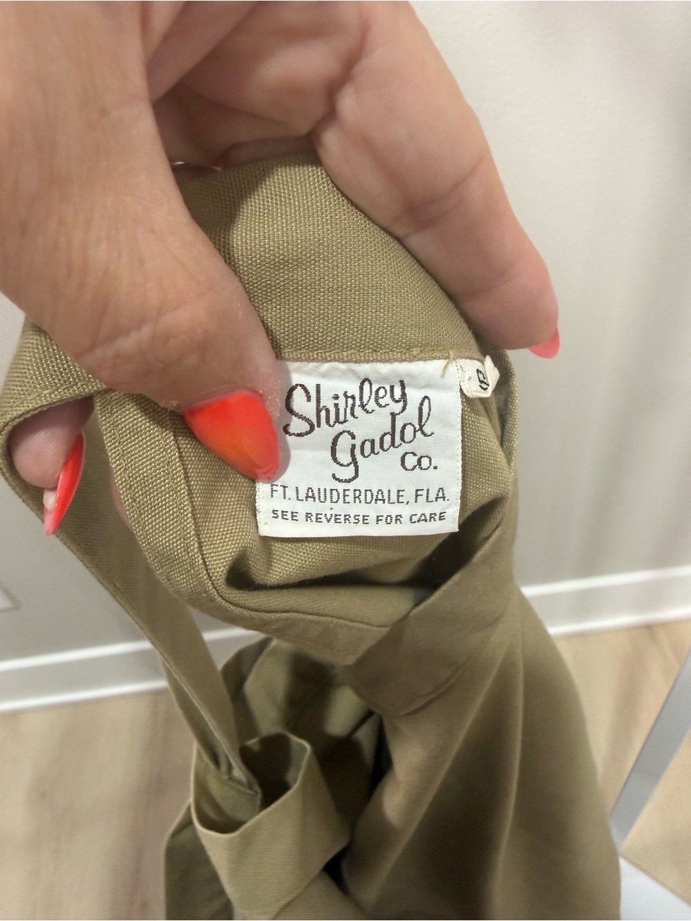 Khaki A-Line Midi Skirt with Embroidered Pelican - Picture 3 of 6